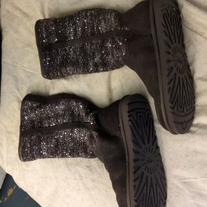 Gray sparkle ugg boots sz 8